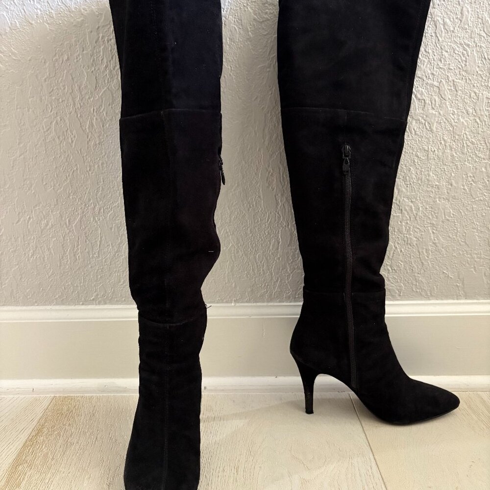 Tahari, 7M, thigh high suede boots, black